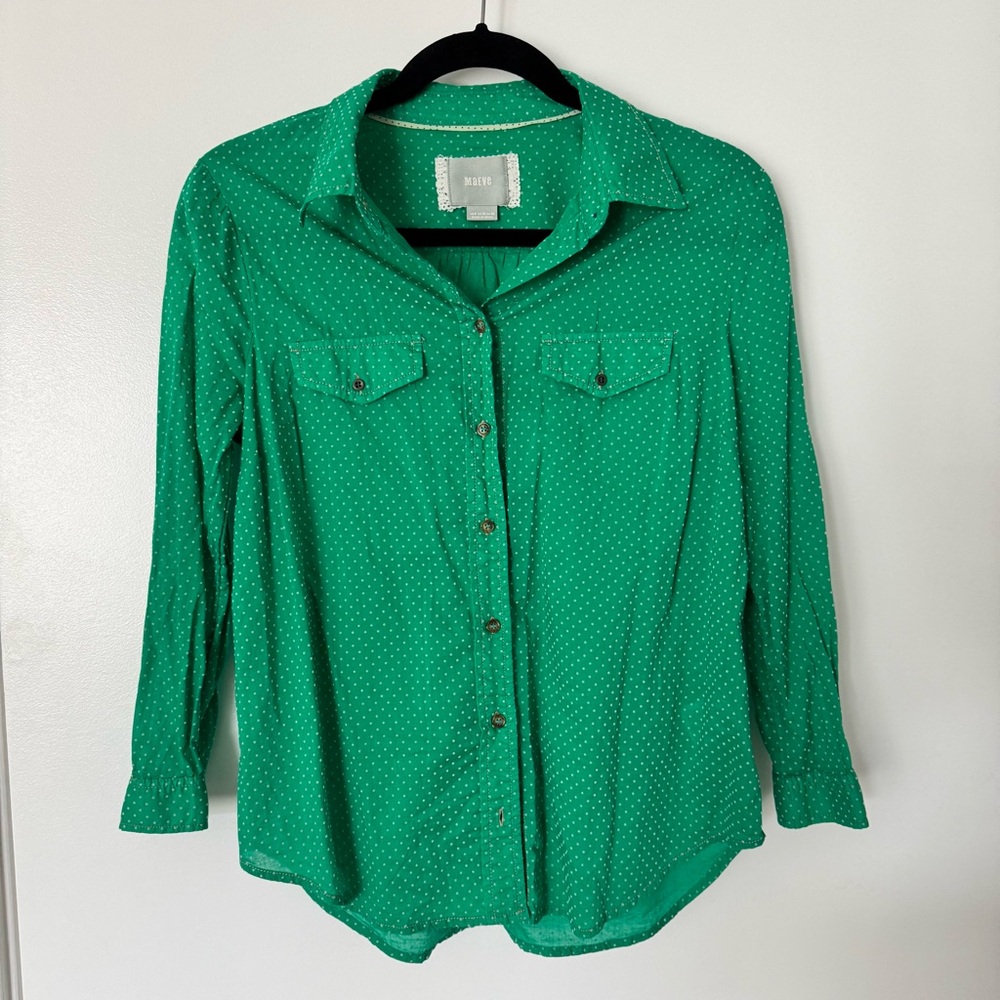 Anthropologie Polka Dot Button-Up Shirt